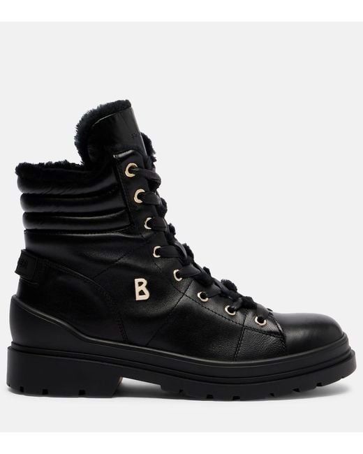 Bogner Black St. Moritz Embellished Shearling-Lined Leather Ankle Boots