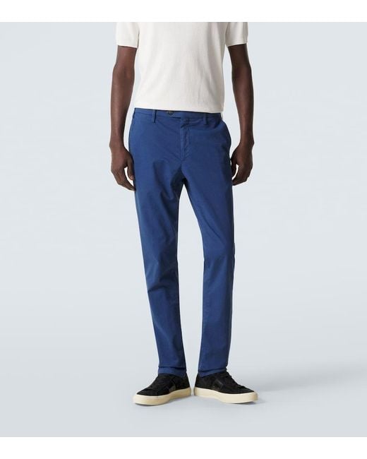 Canali Blue Cotton Straight Chinos for men