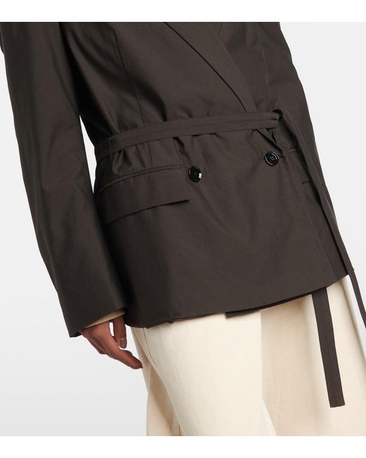 Blazer De Algodon Y Seda Con Cinturon Lemaire de color Black