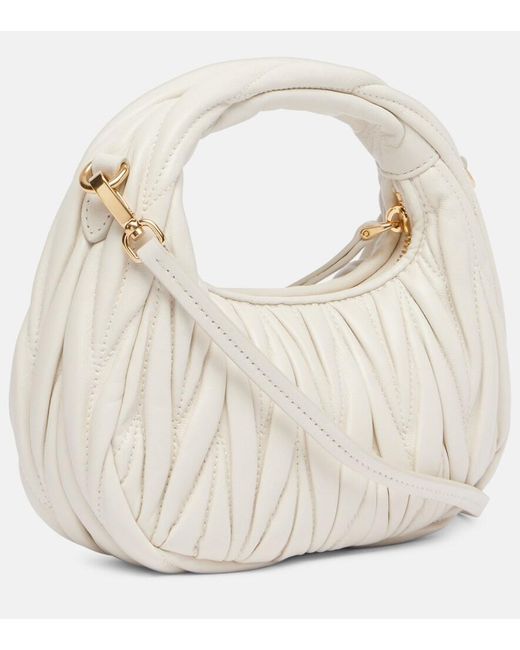 Miu Miu White Wander Mini Matelasse Leather Shoulder Bag