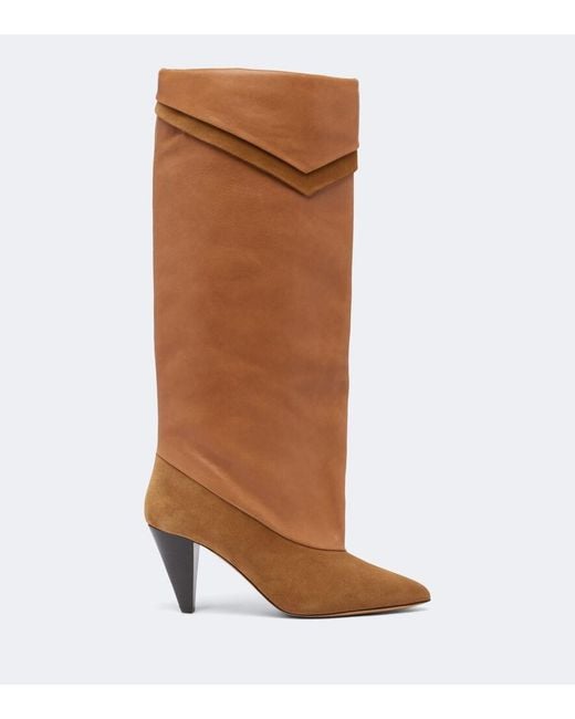 Isabel Marant Brown Lezra Suede And Leather Knee-High Boots