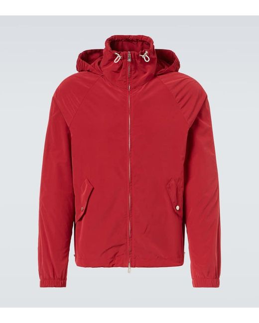 Brunello Cucinelli Red Hooded Raincoat for men