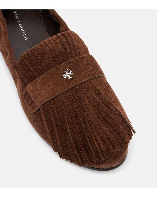 Tory Burch Brown Loafers Ballet Aus Veloursleder