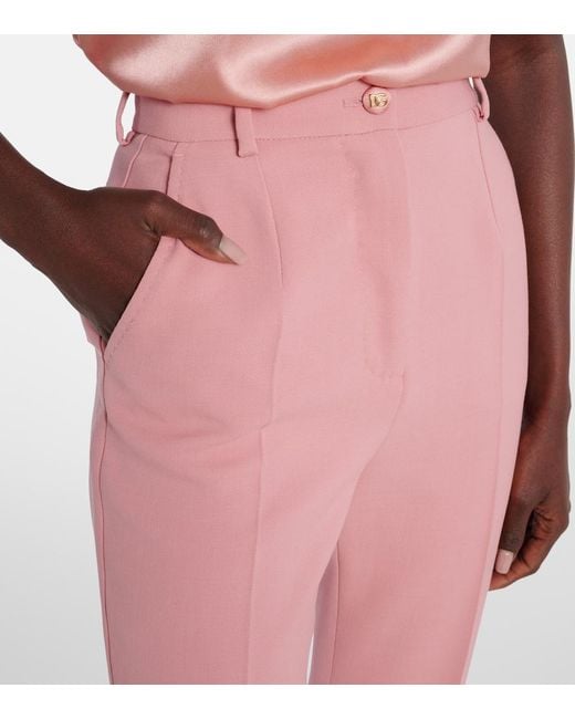 Dolce & Gabbana Pink Virgin Wool Slim Pants
