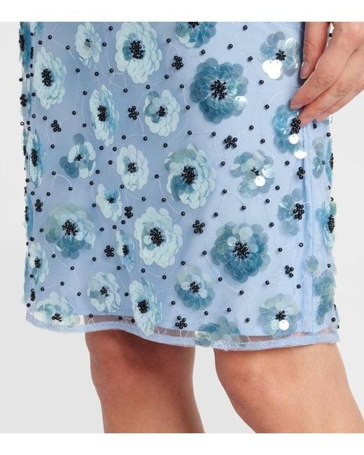 Mini-Jupe A Taille Haute Et A Fleurs ROTATE BIRGER CHRISTENSEN en coloris Blue