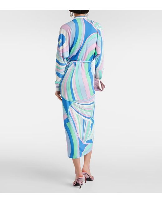 Emilio Pucci Blue Layered Belted Printed Tunic