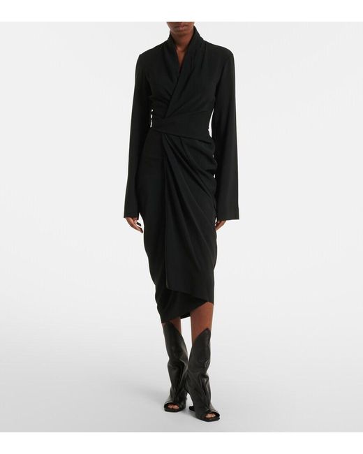 Rick Owens Black Draped Wrap Dress