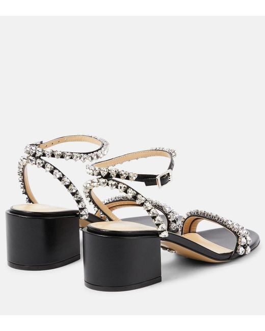 Mach & Mach Metallic Audrey 55 Crystal-Embellished Leather Sandals