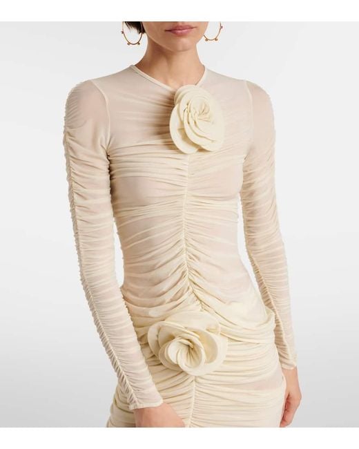 Magda Butrym Natural Floral-Applique Ruched Top