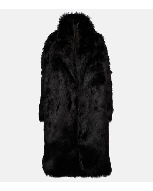 Manteau Margot en fourrure synthetique Costarellos en coloris Black