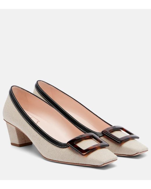 Roger Vivier Brown Belle Vivier 45 Canvas Pumps