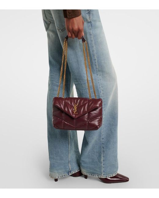 Saint Laurent Purple Toy Puffer Leather Shoulder Bag