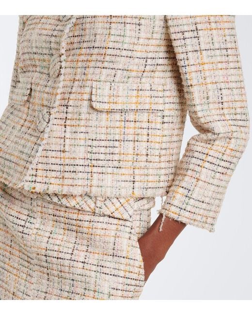 ShuShu/Tong Natural Checked Cotton-Blend Cropped Jacket