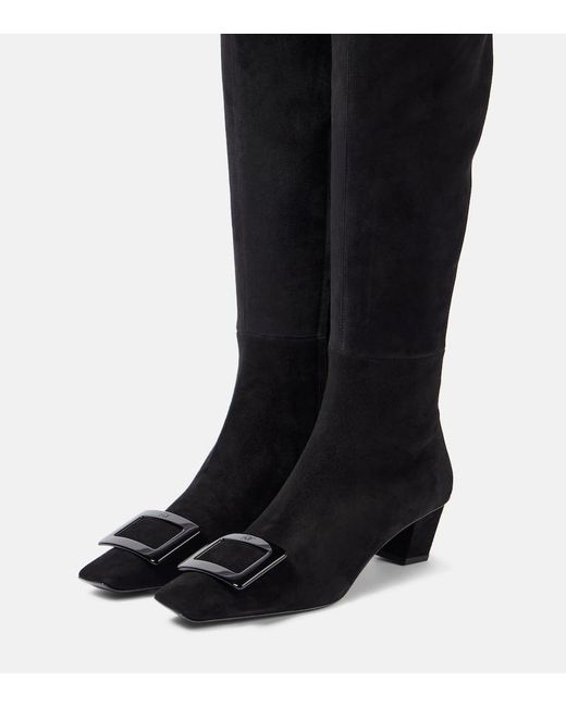Roger Vivier Black Belle Vivier 45 Suede Over-The-Knee Boots