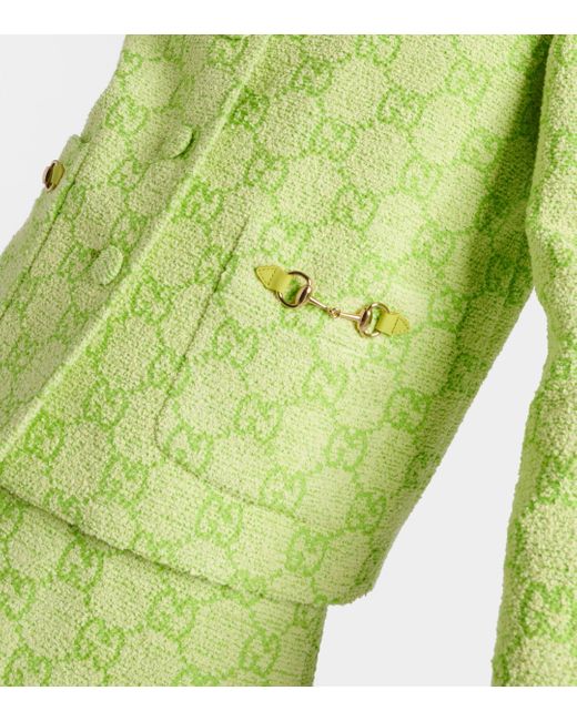 Veste Horsebit GG en coton melange Gucci en coloris Green