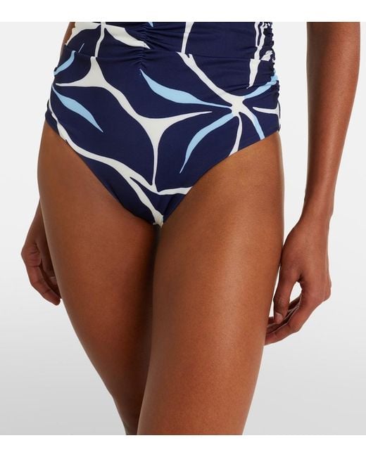 Cala De La Cruz Blue Printed Strapless Swimsuit