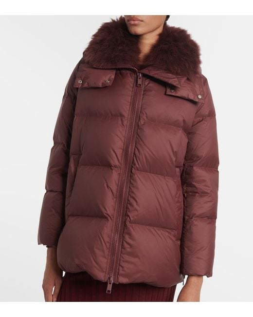 Yves Salomon Red Quilted Down Jacket