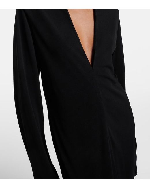 The Row Black Cassin Draped Maxi Dress