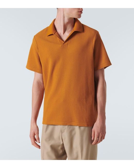 Polo de algodon en jacquard FRAME de hombre de color Orange