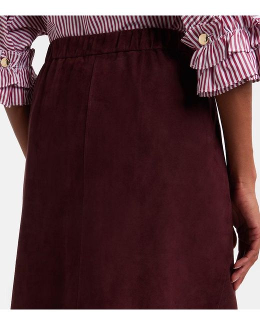 Max Mara Purple Suede Midi Skirt