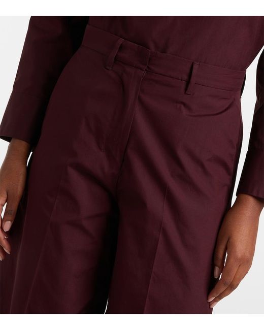 Max Mara Red Cropped Cotton Poplin Wide-Leg Pants