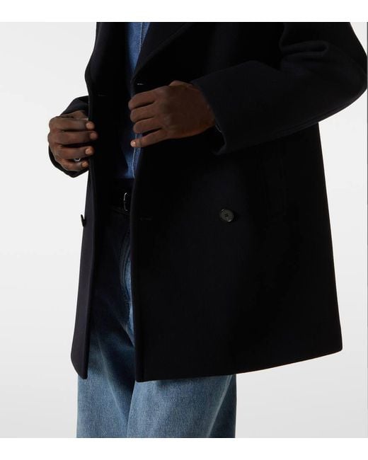 AURALEE Wool Melton Peacoat in Black for Men | Lyst UK