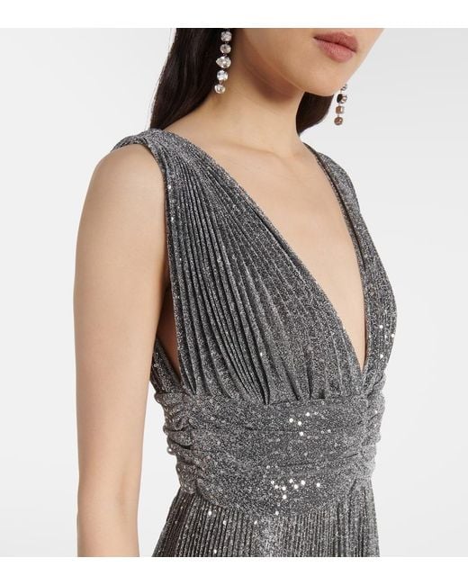 Dolce & Gabbana Gray Metallic Plisse Cocktail Dress