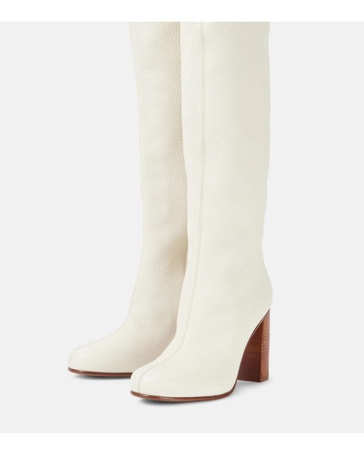 Khaite White Willow Leather Knee-High Boots
