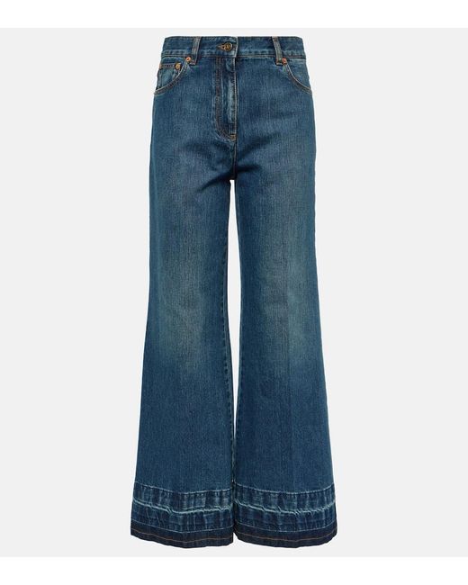 Valentino Blue High-Rise Flared Jeans