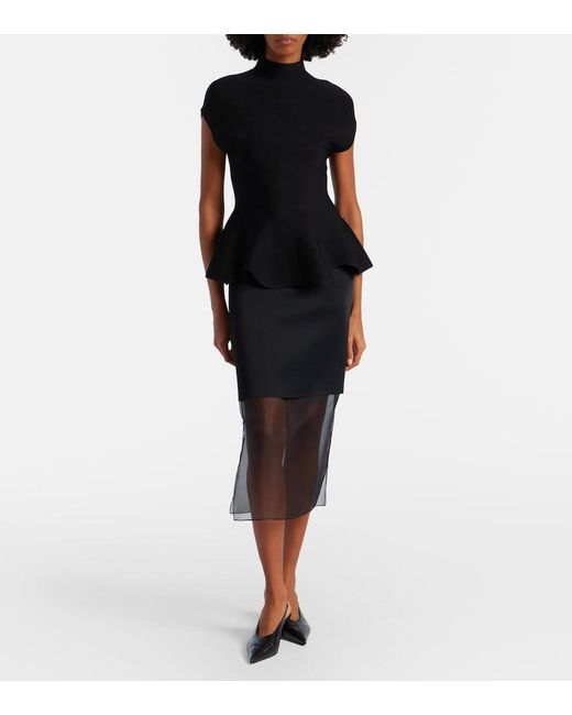 Khaite Black Andra Peplum Top