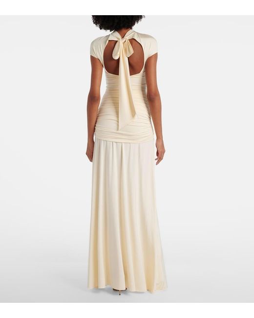 Self-Portrait White Draped Jersey Gown