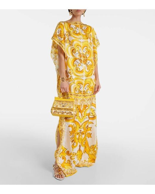 Dolce & Gabbana Metallic Majolica Silk Kaftan