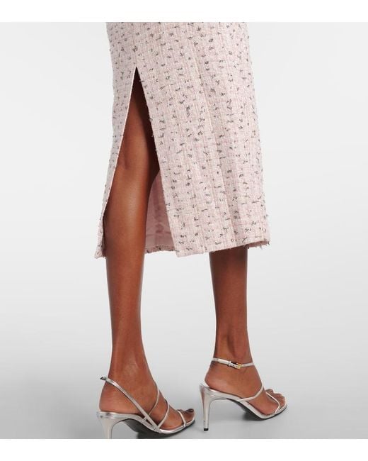 Self-Portrait Pink Verziertes Midikleid Aus Boucle