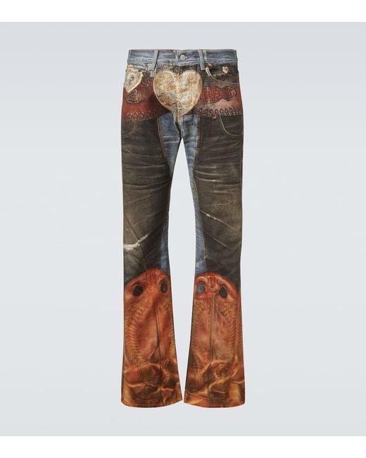 Acne Gray Trompe L'Oil Low-Rise Straight Jeans for men