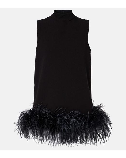 Max Mara Black Feather-Trimmed Top