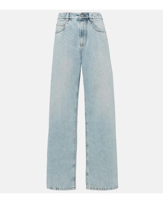 Jeans anchos de tiro alto Brunello Cucinelli de color Blue