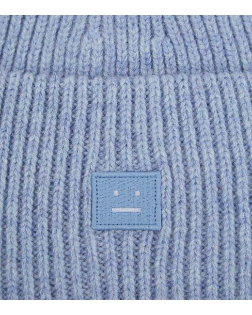 Acne Blue Pana Ribbed-knit Wool Beanie