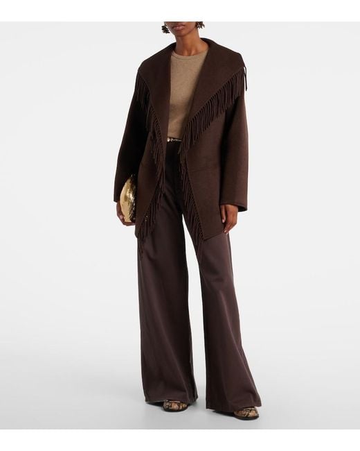 Jonathan Simkhai Brown Rowen Fringed Wool-Blend Jacket