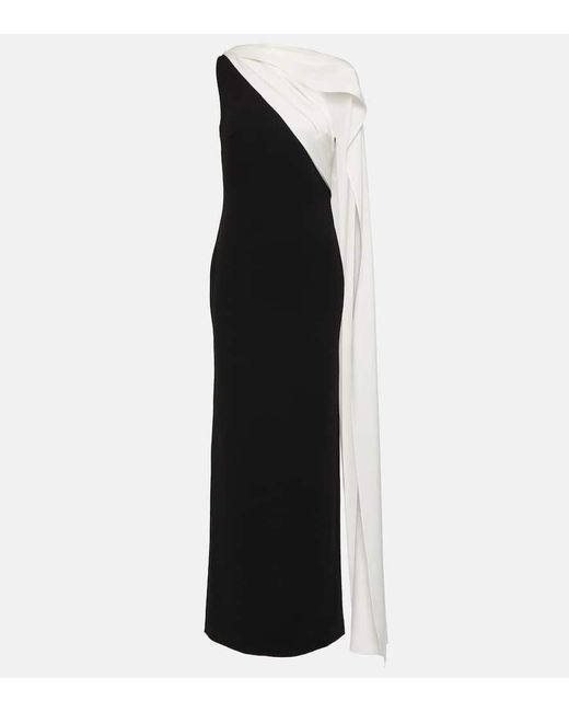 Roland Mouret Black One-shoulder Scarf-detail Cady Gown