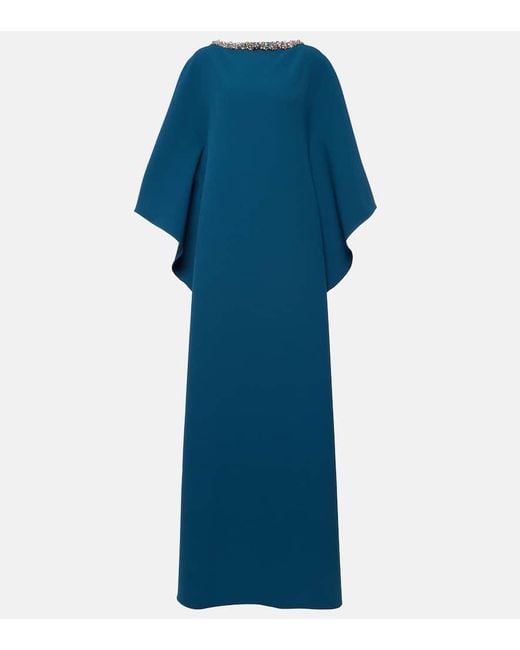 Safiyaa Blue Amarella Embellished Crepe Gown
