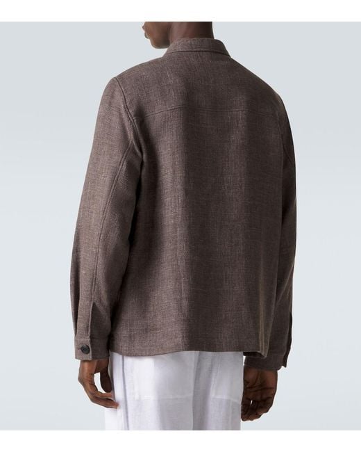 Sunspel Brown Cotton And Linen Jacket for men