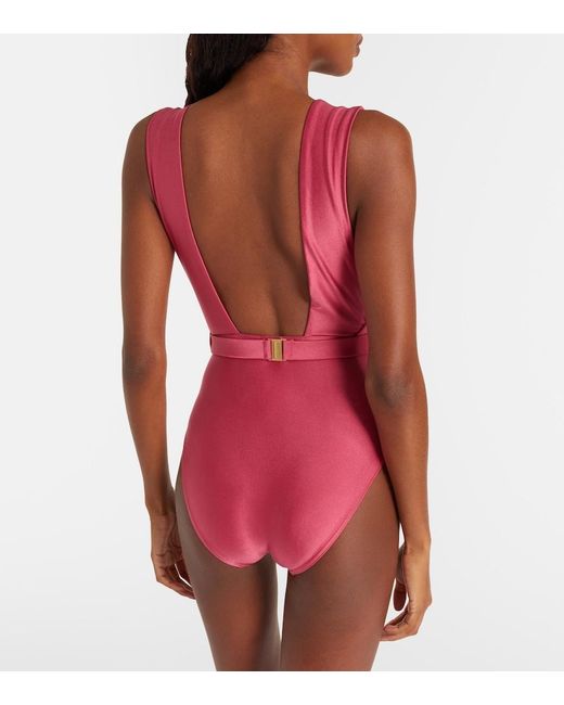 Zimmermann Pink Wanderlust Belted Swimsuit