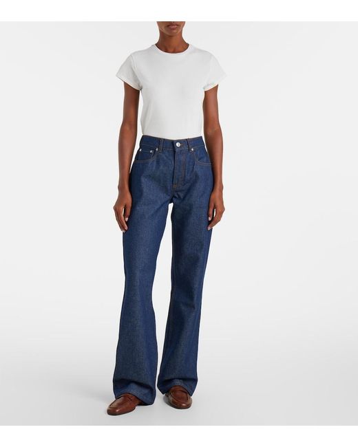 AMI Blue Mid-Rise Straight Jeans
