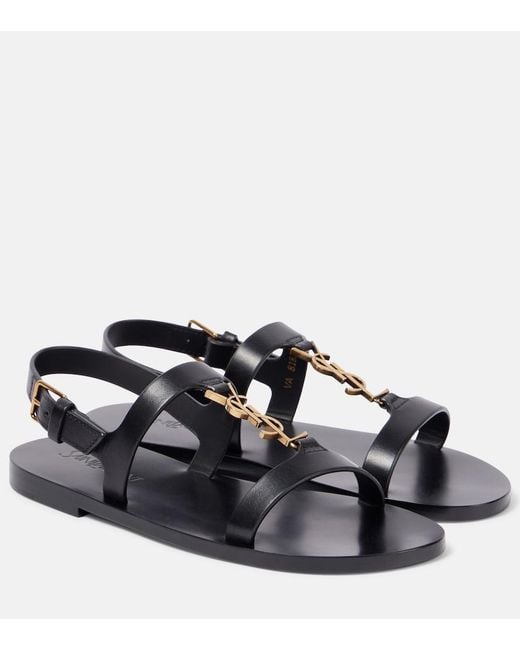 Saint Laurent Black Cassandre Sandals