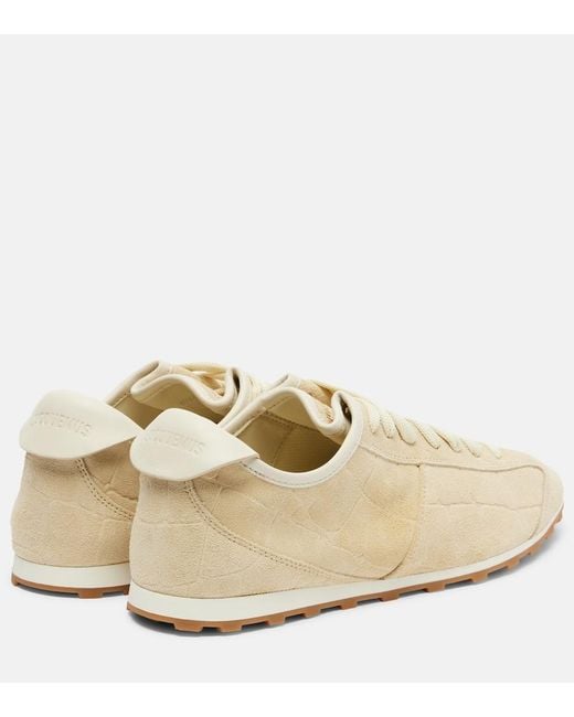 Jacquemus Natural Tennis Croc-Effect Suede Sneakers