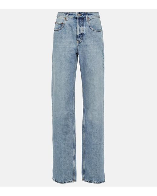 Jeans anchos de tiro alto Saint Laurent de color Blue