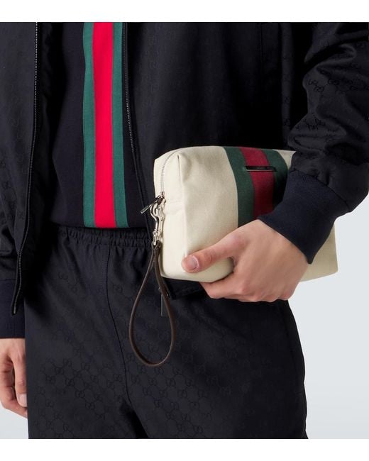Gucci White Positano Small Canvas Pouch for men