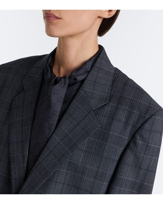 Gucci Black Oversized Checked Wool Blazer