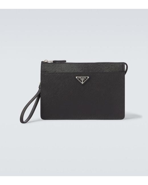 Prada Black Saffiano Leather Pouch for men