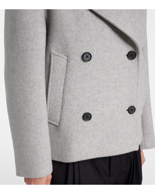Proenza Schouler Gray Double-Breasted Wool Coat